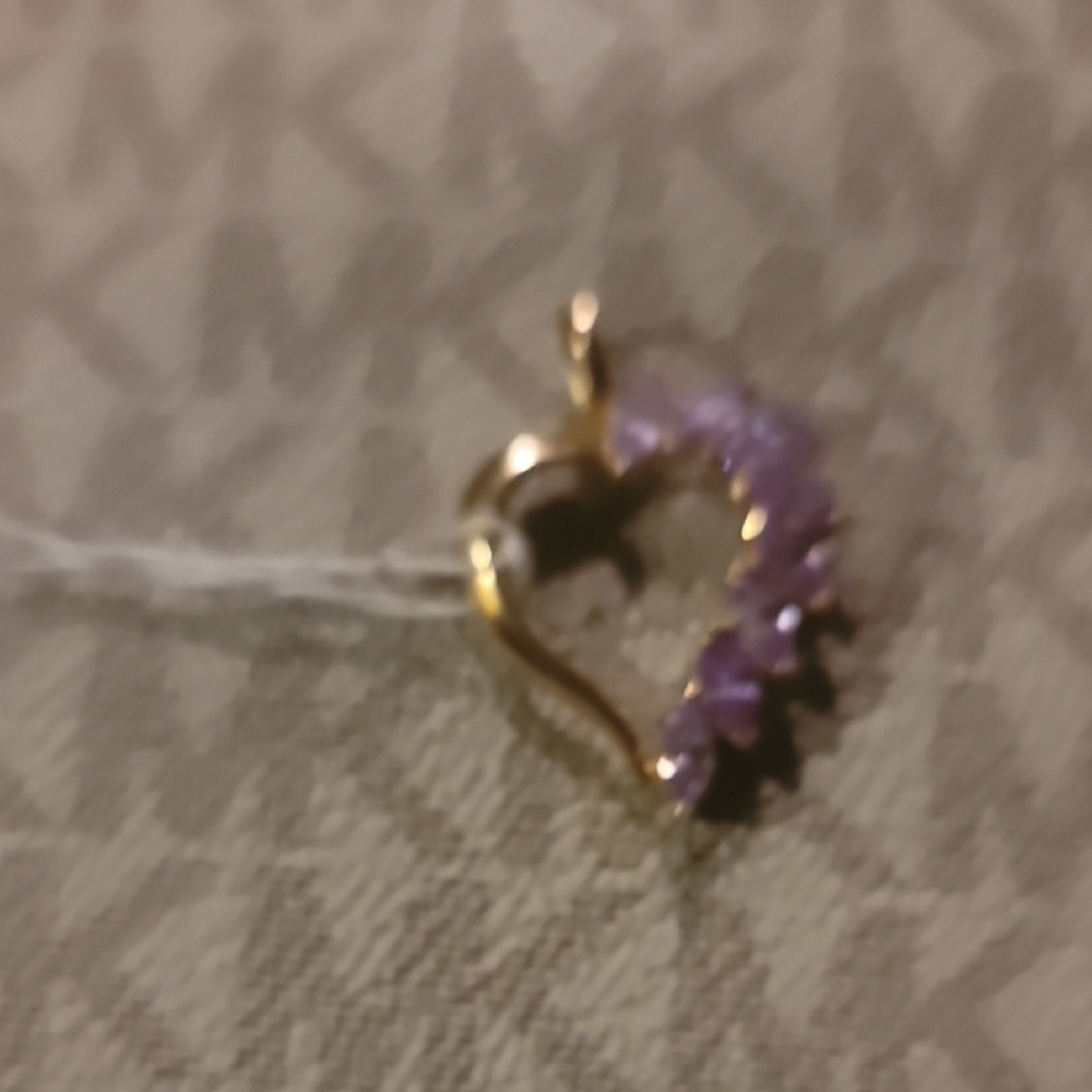 ✨ Vintage 14K Gold Amethyst Heart Pendant Charm ✨ - Picture 3 of 5